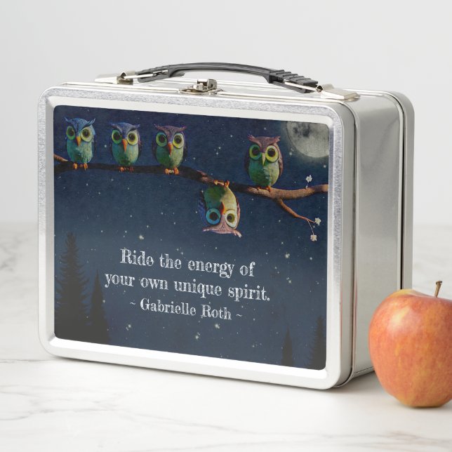 Owl That's Different With Unique Quote Collage Metal Lunch Box (In Situ)