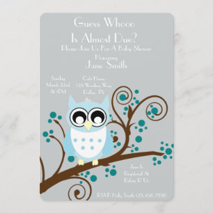 Owl Theme Baby Shower Invitation