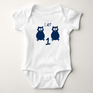 Owl Theme Birthday I am ONE Baby Bodysuit