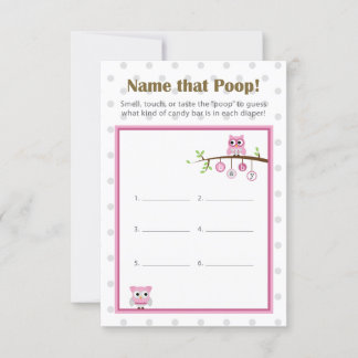 Owl Themed Baby Shower "Name that Poop!" Game Invitation