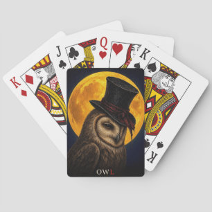 Owl Top Hat Gothic Surreal Playing Cards