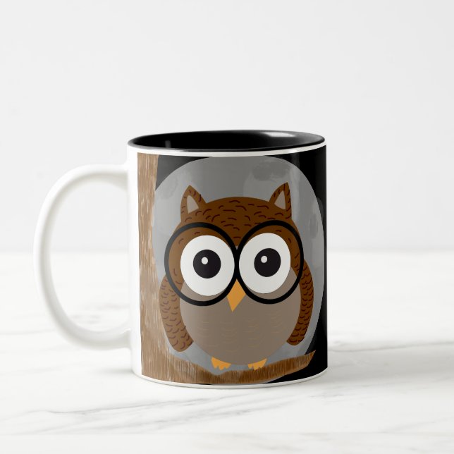 Owl tree Two-Tone coffee mug (Left)