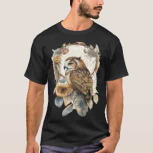 Owl Tribal Watercolor Owl Dream Catcher  2 T-Shirt