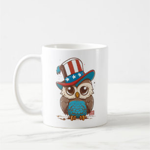 Owl USA Independence Day 4th of July AMERICAN Owl Coffee Mug
