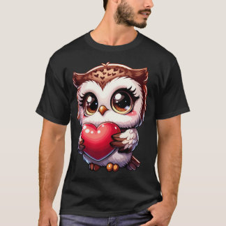 Owl Valentines Day Heart Kawaii Anime Owl For Girl T-Shirt
