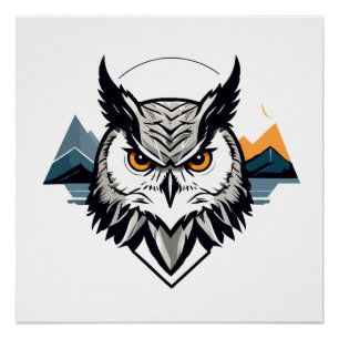 Owl Vector Art Animal Modern Urban City Graphic Poster