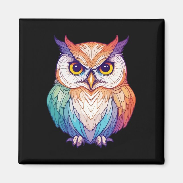 Owl Vector Art with Vibrant Colours Magnet (Front)