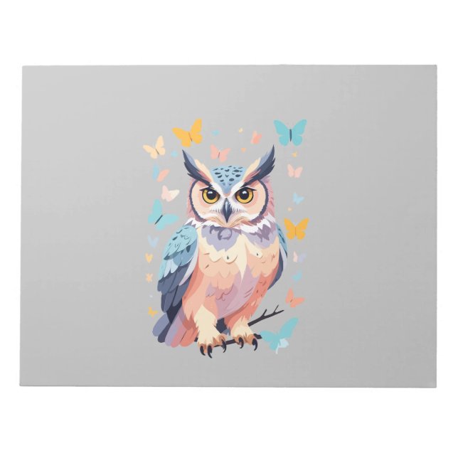 Owl Vector Painting Adorable Fun Animal Playing  Notepad (Front)