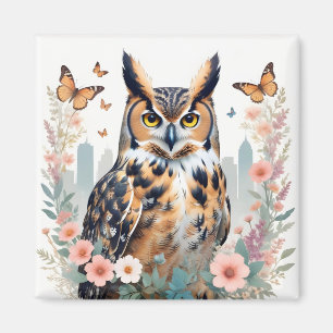 Owl Vintage Animal Nature Environment Decor City Magnet