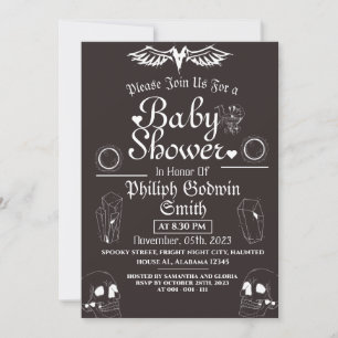 Owl Vintage Elegant Gothic, Halloween Baby Shower Invitation