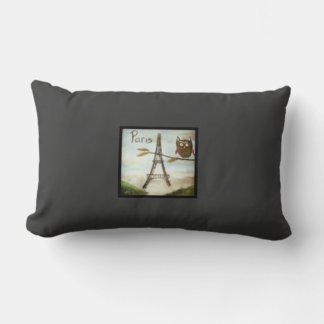 Owl Visits Paris, Part Deux- the Lumbar Support! Cushion (Front)