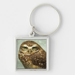 Owl Watercolor Key Ring