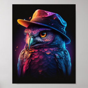 Owl Wearing A Hat, Colorful And Detailed Owl  Poster