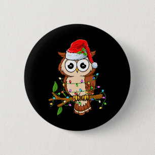 Owl Wearing Santa Hat Xmas - Birds Owl Lover Chris 6 Cm Round Badge