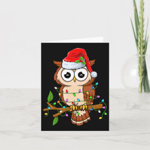Owl Wearing Santa Hat Xmas - Birds Owl Lover Chris Card