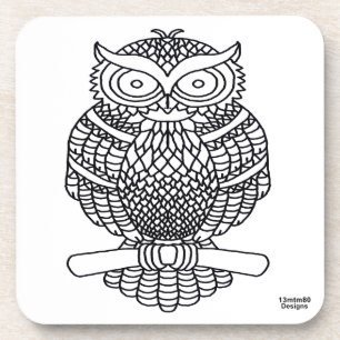 Owl (white) - Plastic Coaster