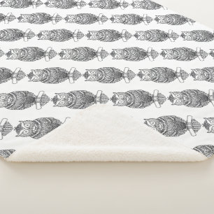 Owl (white) - Sherpa Blanket