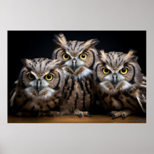 Owl Wild Animal Portrait Nature Beauty Poster