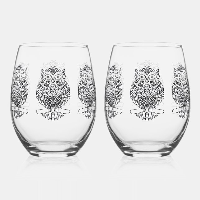 Owl - Wine Glass (Front)