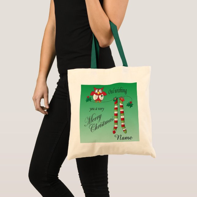 Owl Wishing You A Very Merry Christmas Tote Bag (Front (Product))