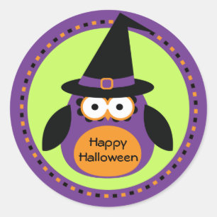 Owl Witch Halloween Party Favour Stickers