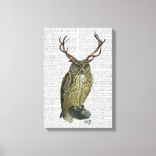 Owl with Antlers Canvas Print