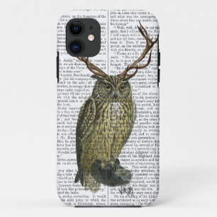 Owl with Antlers plain 2 iPhone 11 Case