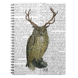 Owl with Antlers plain 2 Spiral Notebook