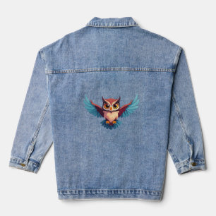 owl with big eyes denim jacket