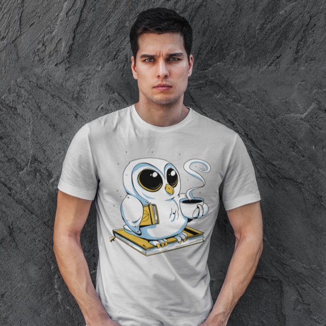 Owl With Biooks And Coffee  T-Shirt (Creator Uploaded)