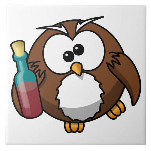 Owl with Bottle Tile (Front)