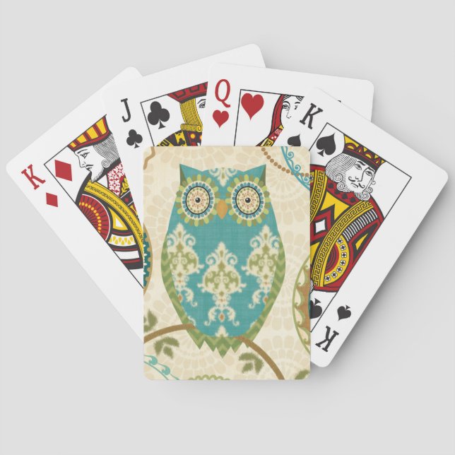 Owl with Circular Patterns Playing Cards (Back)