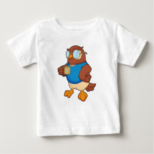 Owl with Coffee mug Baby T-Shirt