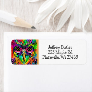 Owl with Colourful Feathers Quirky AI Art