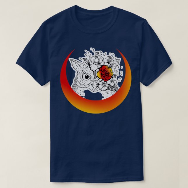 owl with crescent moon T-Shirt (Design Front)