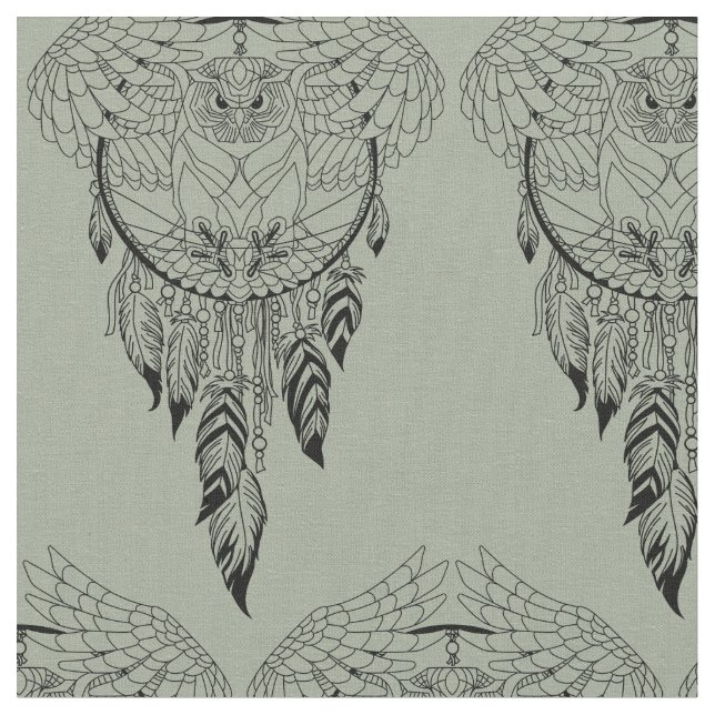 owl with dreamcatcher fabric (Close Up)