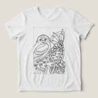 Owl with fantasy flowers to colour