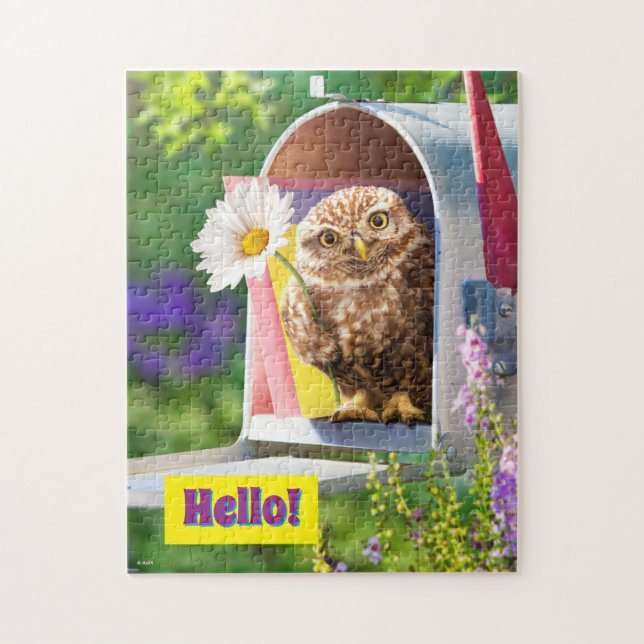 Owl With Flower In Mailbox Jigsaw Puzzle (Vertical)