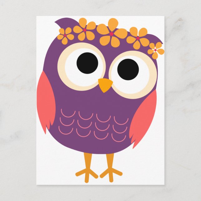Owl with Flowers in Her Hair Postcard (Front)