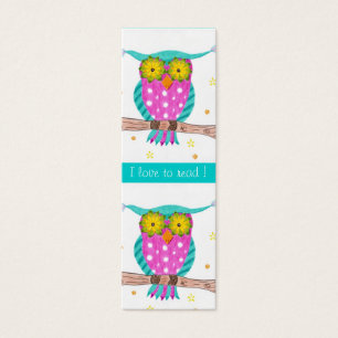 Owl with flowery eyes tiny bookmarks