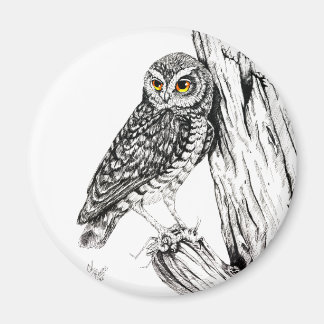 Owl With Grasshopper Magnet