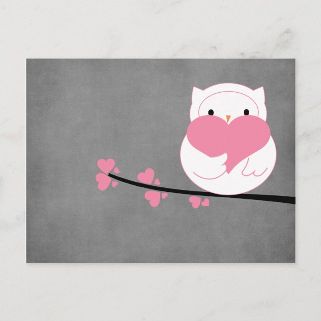 Owl with Hearts Postcard (Front)