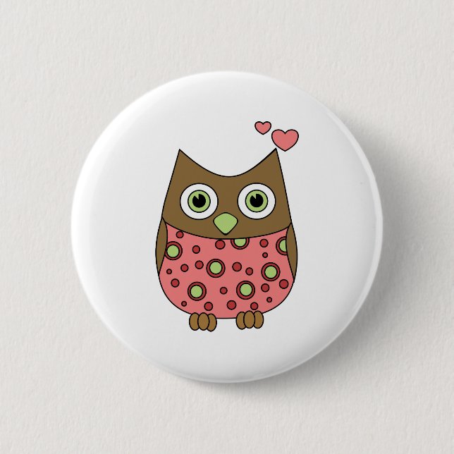 Owl WIth Love 6 Cm Round Badge (Front)