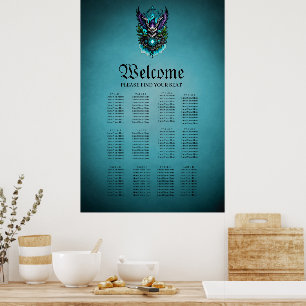 Owl with magical elements.  poster
