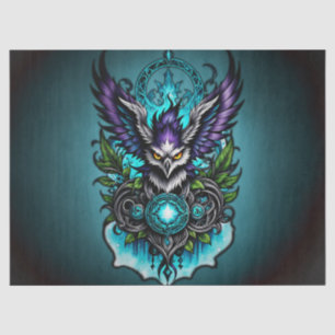 Owl with magical elements. tissue paper