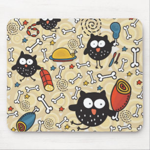Owl with Meat Pattern Mouse Pad