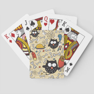 Owl with Meat Pattern Playing Cards