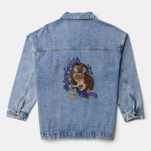 Owl with Moon, Night Owl  Denim Jacket