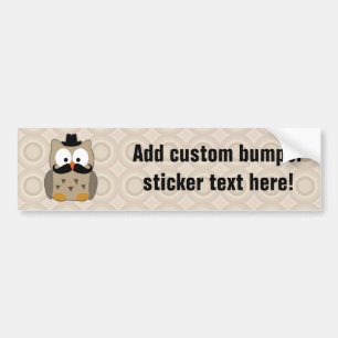 Owl with Moustache and Hat Bumper Sticker