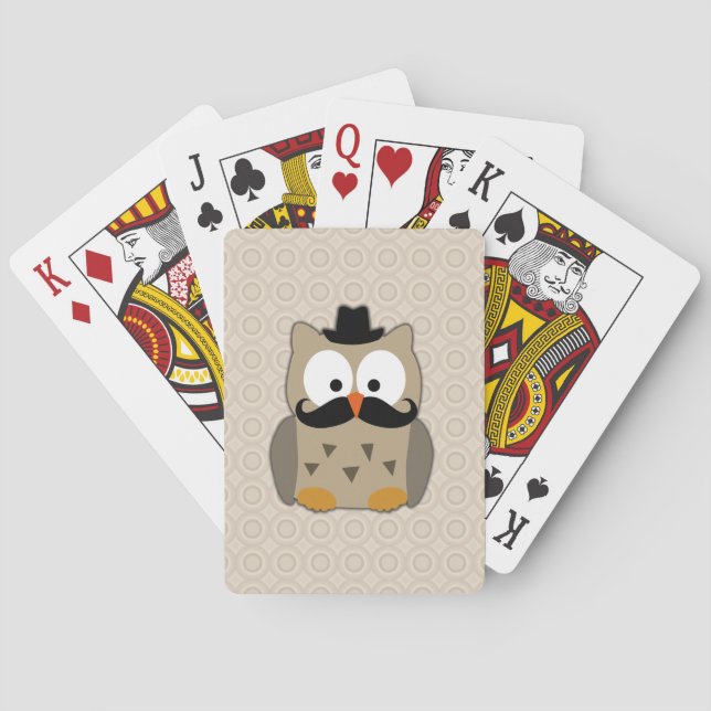 Owl with Moustache and Hat Playing Cards (Back)